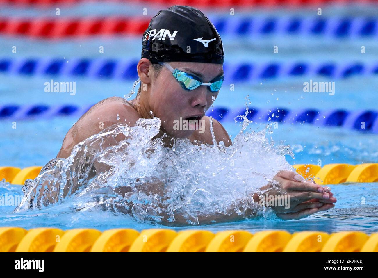 Reona Aoki of Japan competes in the 100m Breaststroke Women Final during the 59th Settecolli
