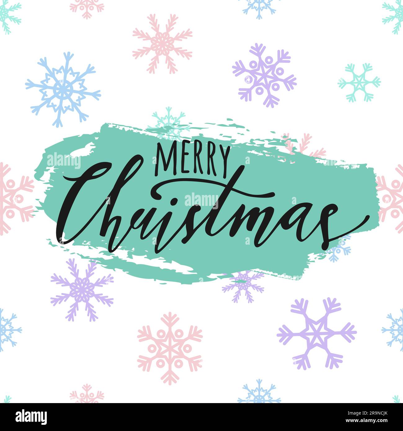 Vector Merry Christmas illustration with snowflakes pattern and hand ...