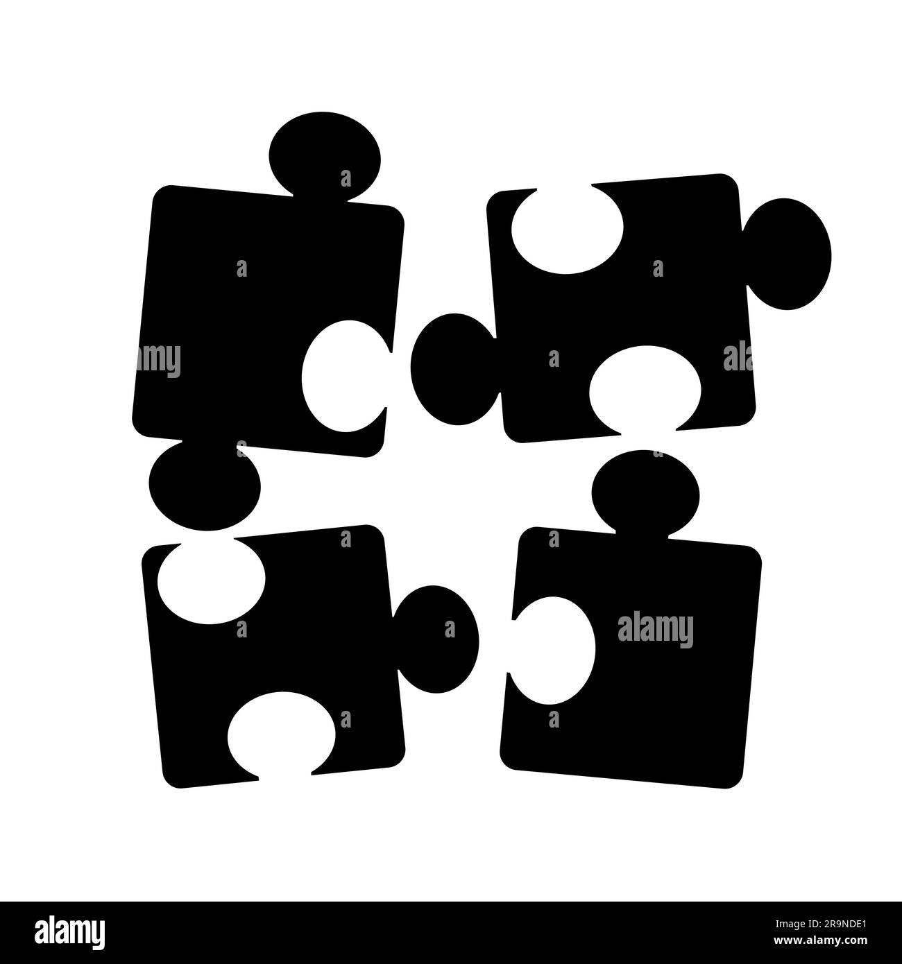 Vector illustration with black puzzle pieces icon isolated on white ...