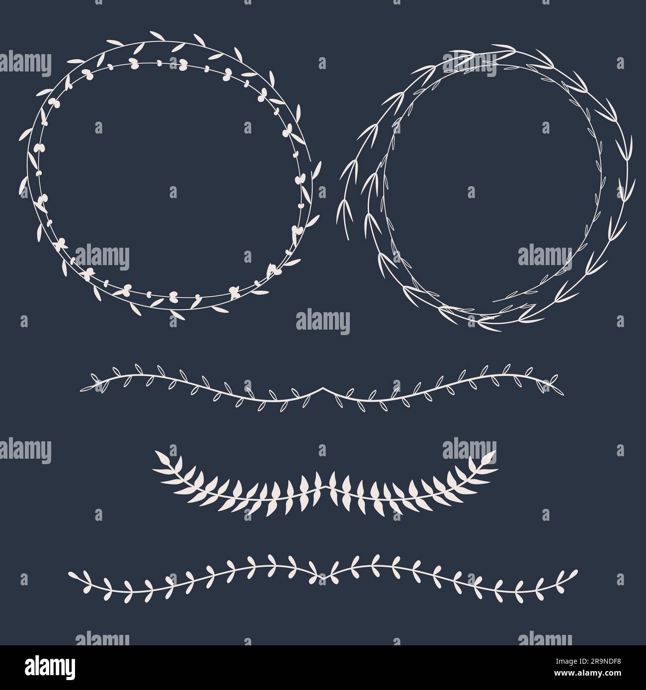Vector set with floral frames and borders Stock Vector