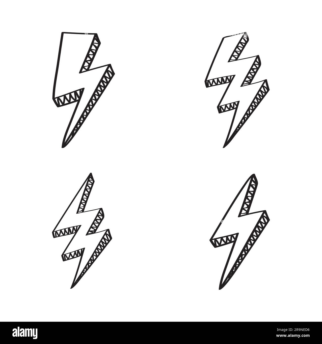 Vector retro set with lightning bolt signs in comic style Stock Vector