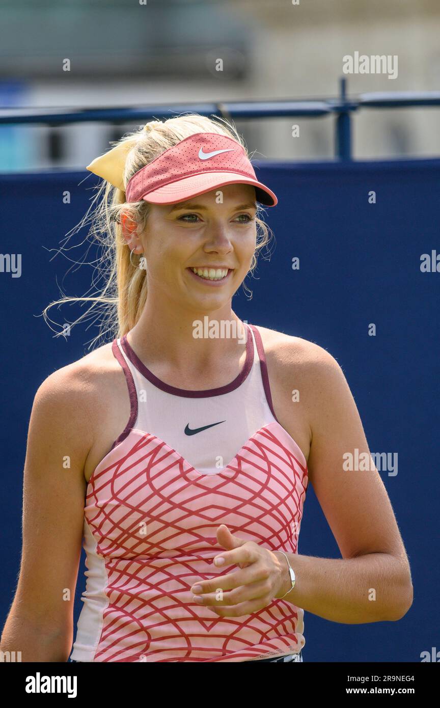 Katie Boulter (GBR) on the practice courts before playing on the firstday of the Rothesay International, at Devonshire Park, Eastbourne, UK 26th June Stock Photo