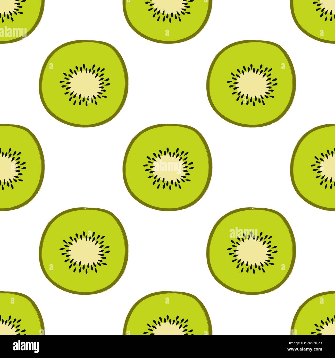 Vector tropical seamless pattern with kiwi sliced fruit. Trendy summer design for textile, poster, banner, print Stock Vector