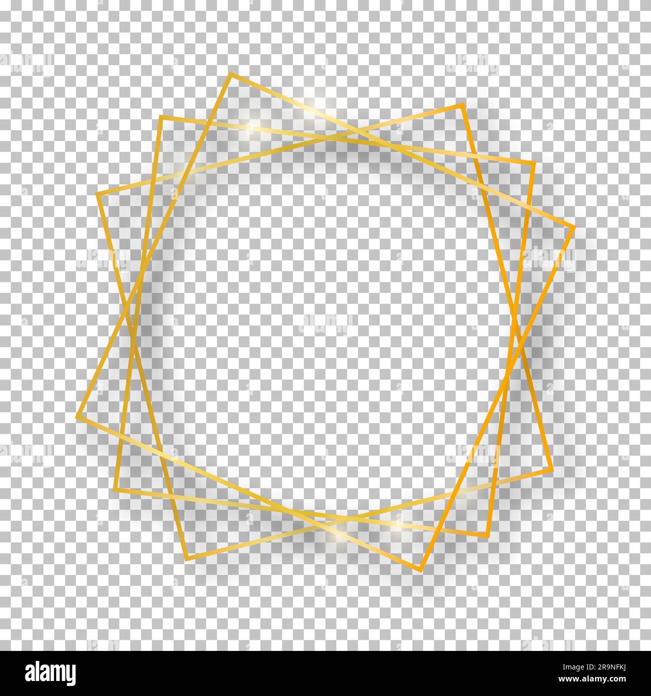 Shiny Square Rounded Border Vector golden shiny vintage square frame isolated on transparent ...
