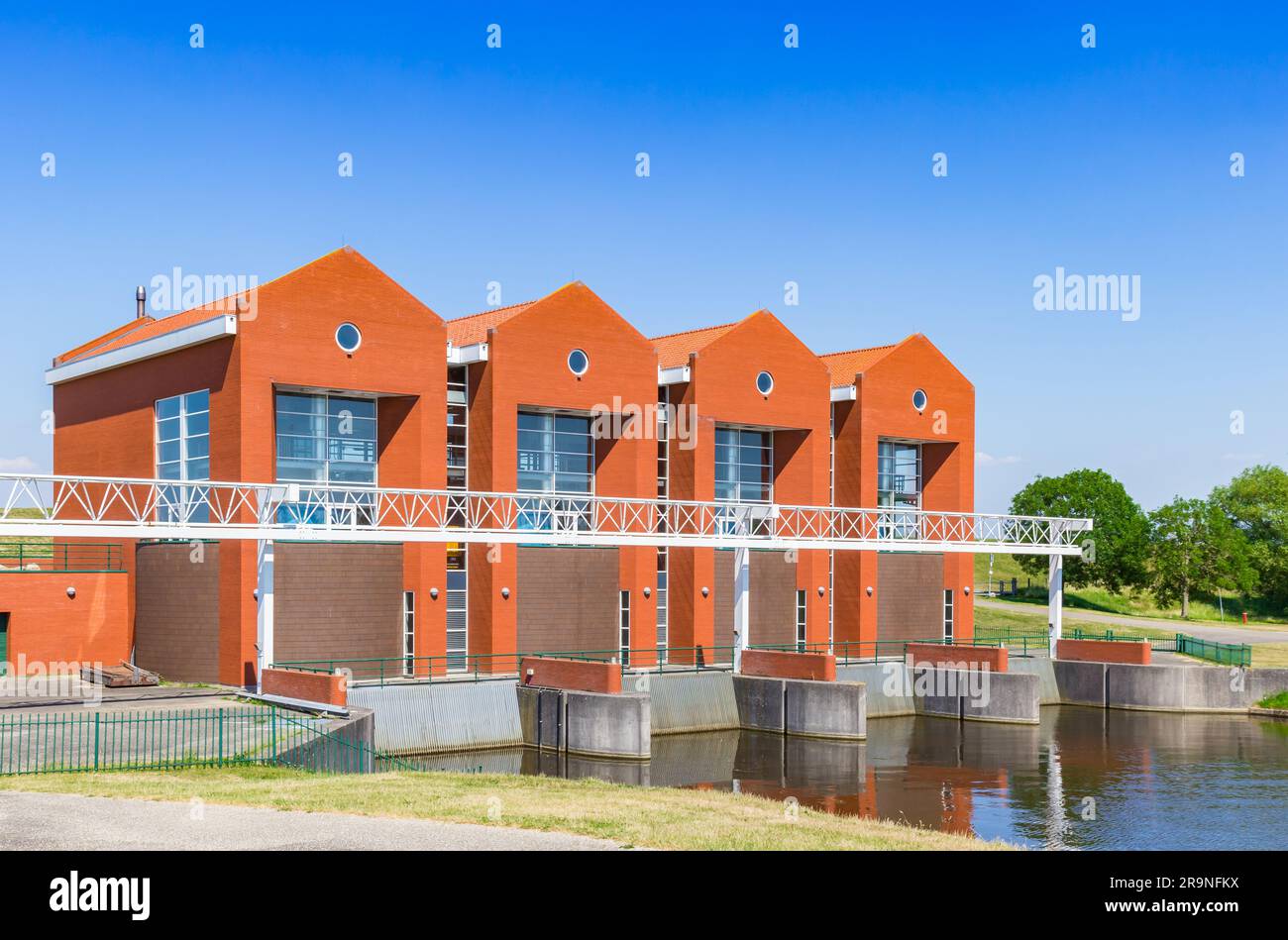New water pumping station in Termunterzijl, Netherlands Stock Photo