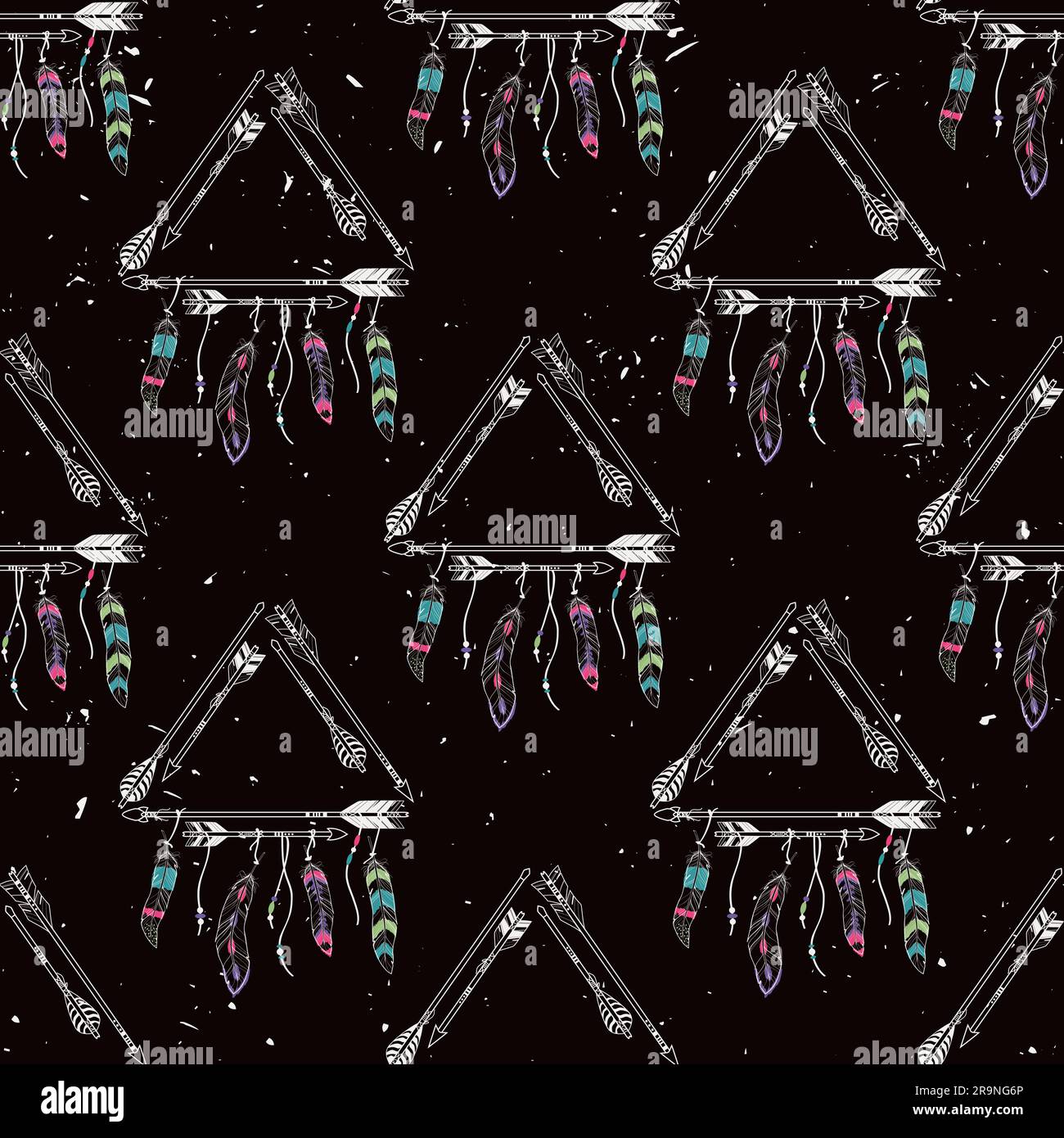 Vector abstract grunge seamless pattern with tribal frames with ethnic ...