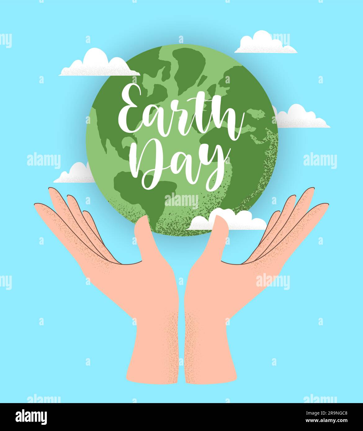 Vector illustration of human hands holding Earth globe, Concept of