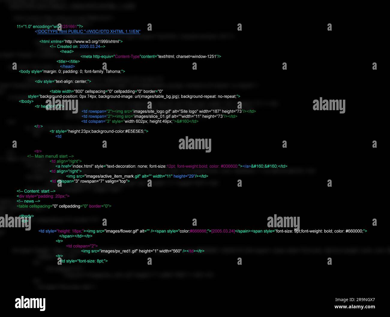 Source code written in programming language on black background Stock ...