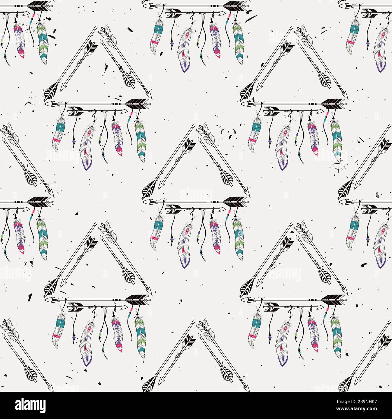 Vector abstract grunge seamless pattern with tribal frames with ethnic ...