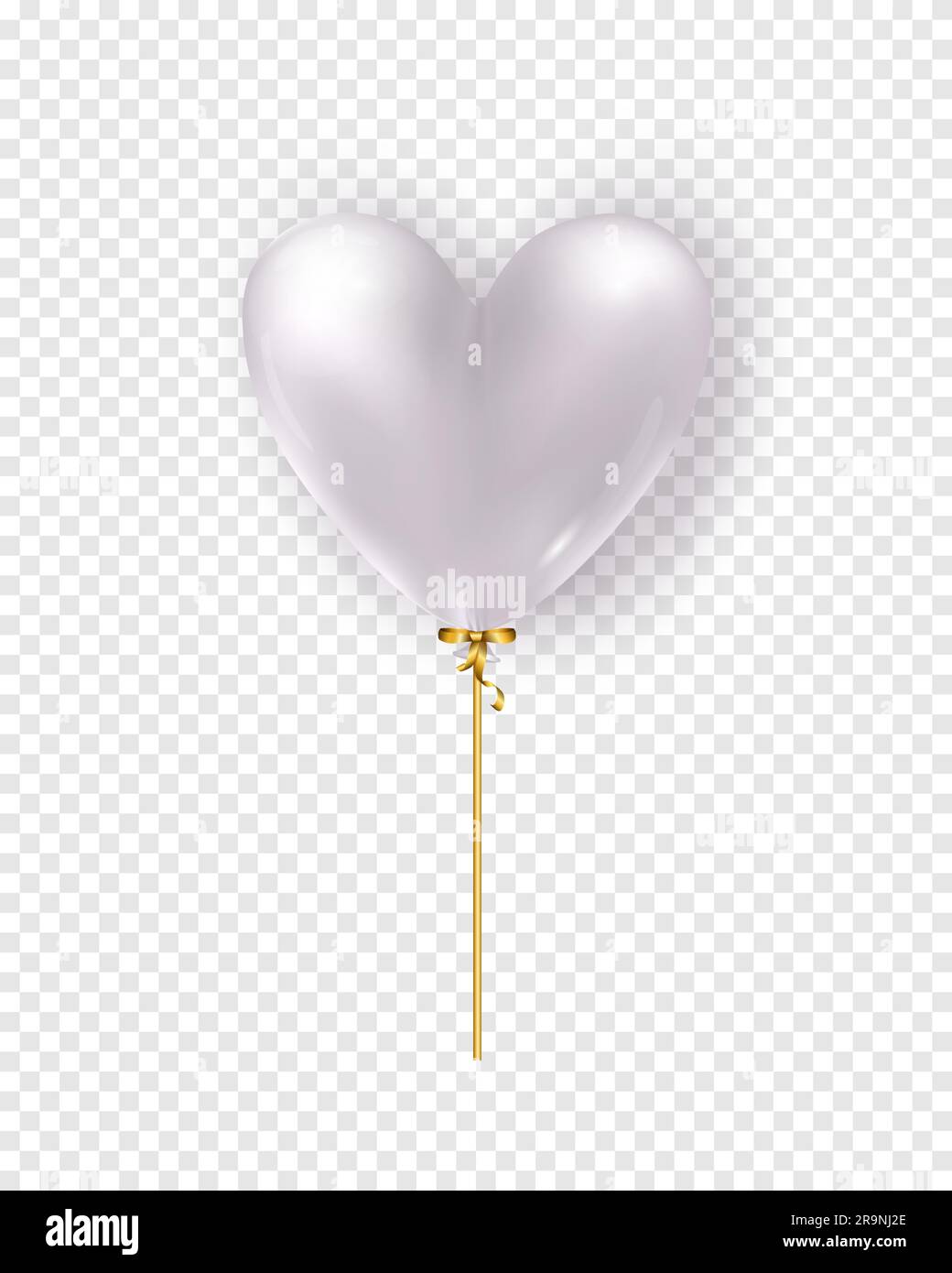 Vector glossy white air balloon in heart form. Illustration of realistic air 3d balloon isolated on transparent background. Stock Vector
