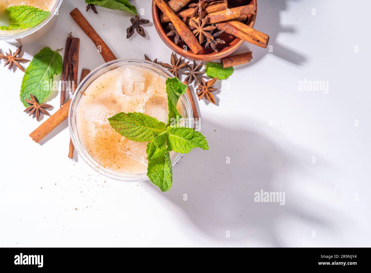 Thai Iced tea, asian indian masala spices drink with nondairy coconut