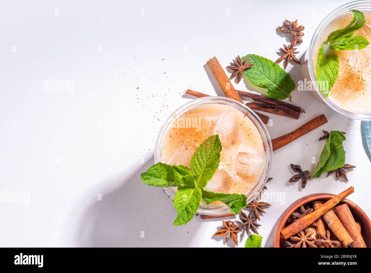 Thai Iced tea, asian indian masala spices drink with nondairy coconut