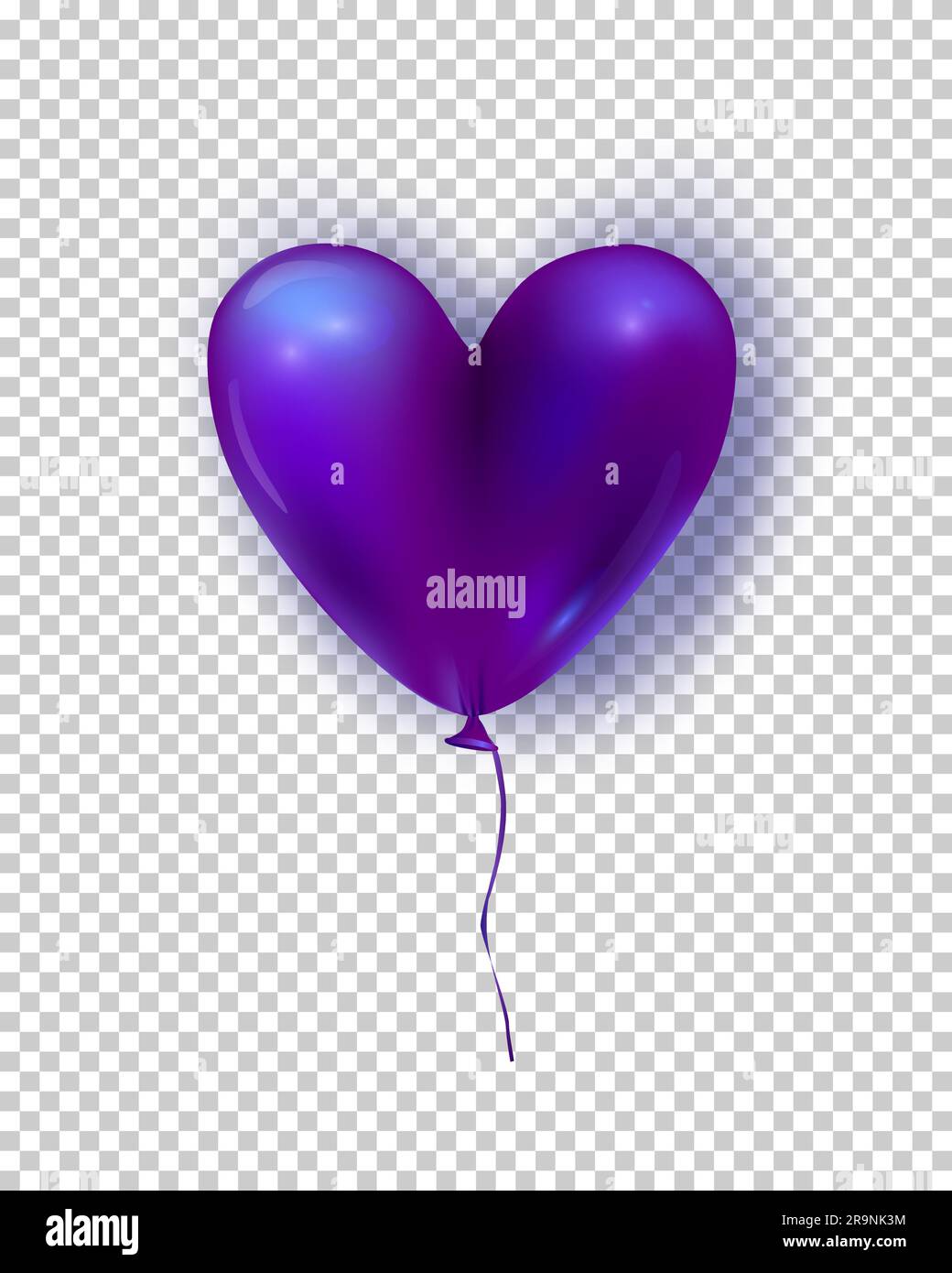 Vector glossy air balloon in heart form. Illustration of purple ...