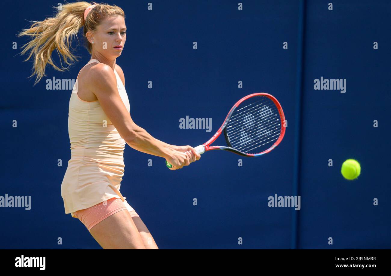 Camila Giorgi (ITA) playing on the second day of the Rothesay International, at Devonshire Park. Eastbourne, UK, 27th June. Stock Photo