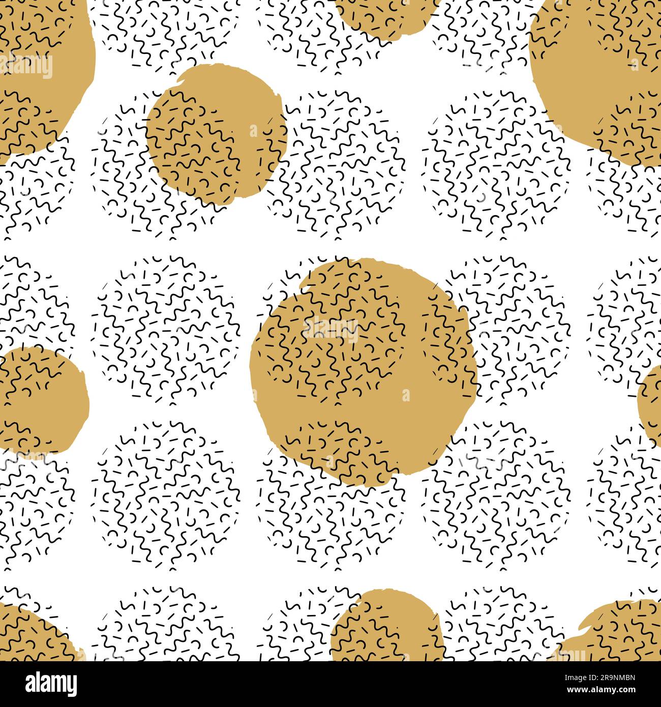 Vector seamless pattern with different round elements. Abstract trendy background. Stock Vector