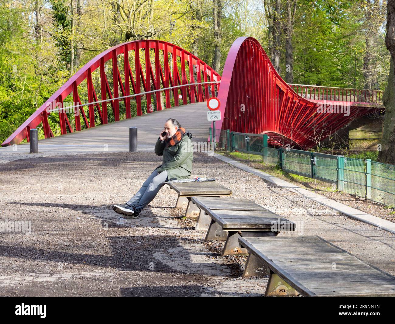 The Barge Bridge (Bargeburg) in Bruges, Belgium is located at Vesten at  Minnenwater Park. In contrast with most of the city's battered old stone  bridg Stock Photo - Alamy
