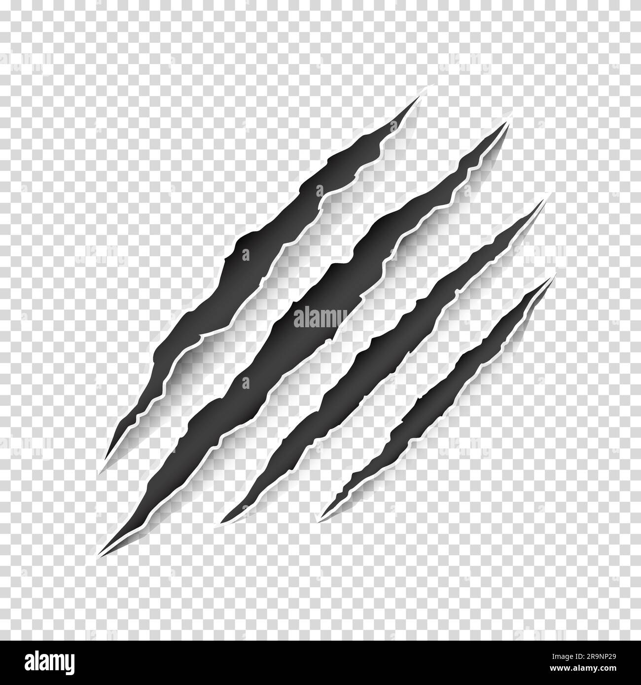 Vector illustration of animal claw scratches isolated on transparent background Stock Vector