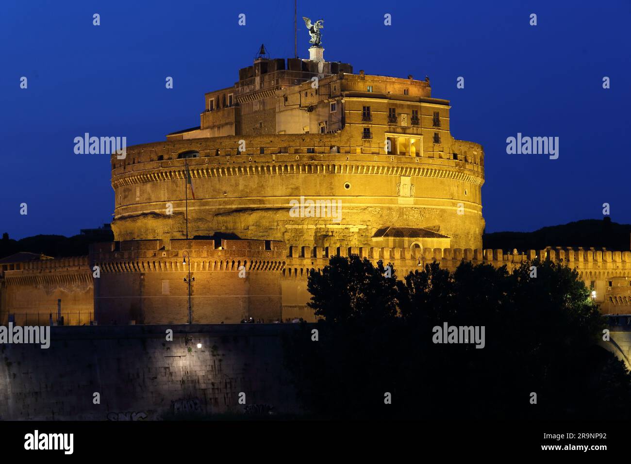 Castel Sant'Angelo by night, Rome, Italy Stock Photo