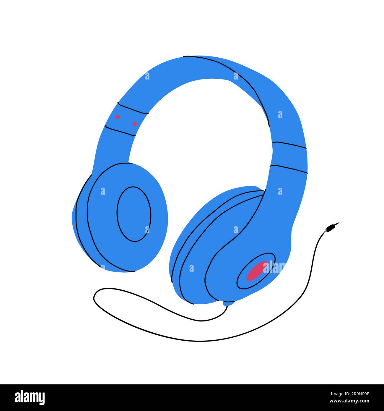Vector illustration with cartoon headphones doodle illustration