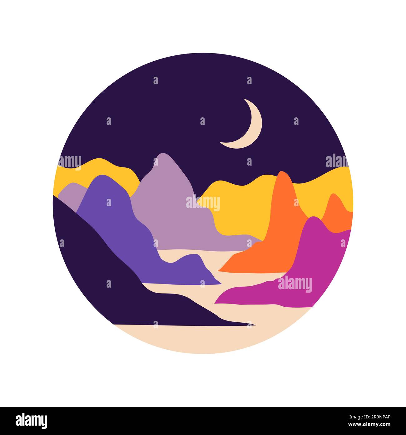 Vector abstract contemporary aesthetic round icon or sticker of