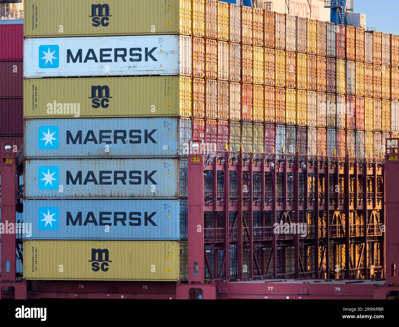 The Port of Haifa is the largest in Israel; it has natural deep-water harbor operating all year long, and serves both passenger and merchant ships. It Stock Photo