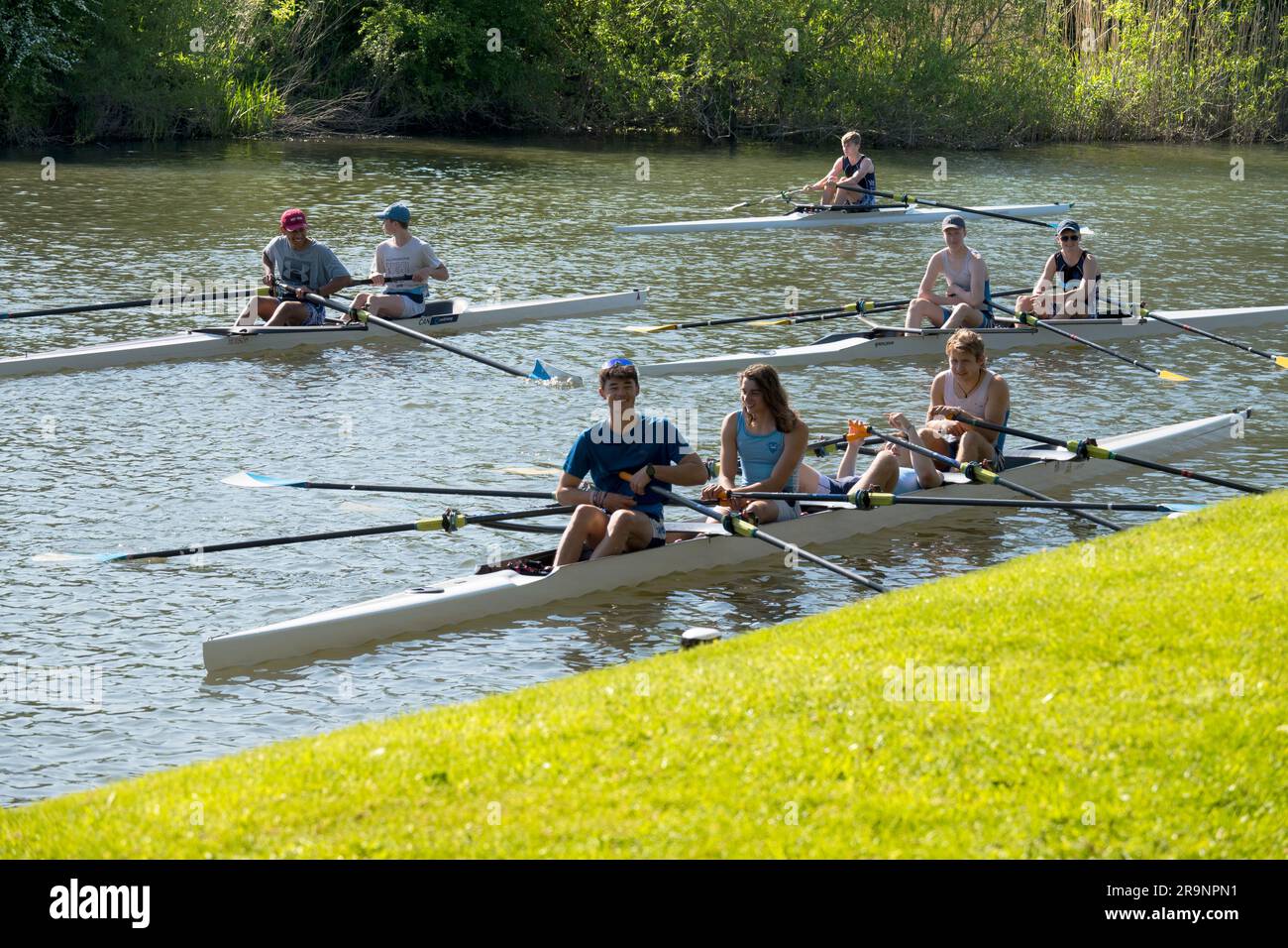 Team Rowing Thames Rowing teams on the Thames at Sandford Village, just by Sandford Lock ...