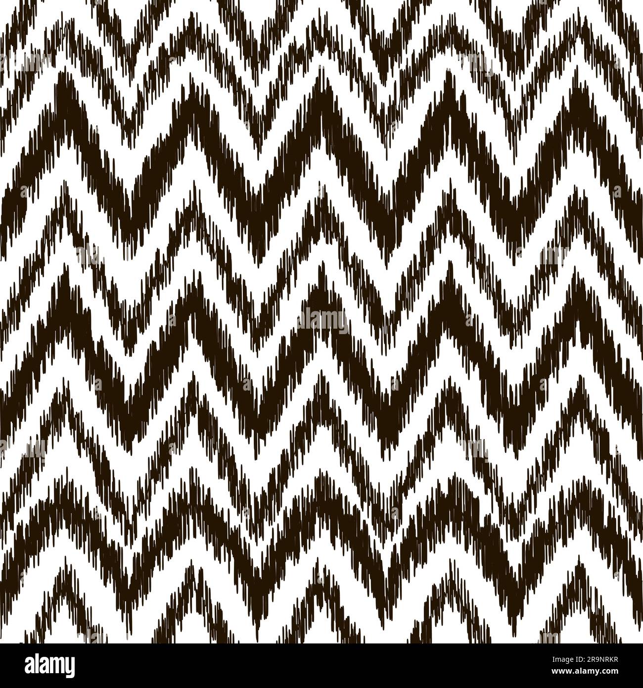 Vector seamless black and white ikat ethnic pattern Stock Vector