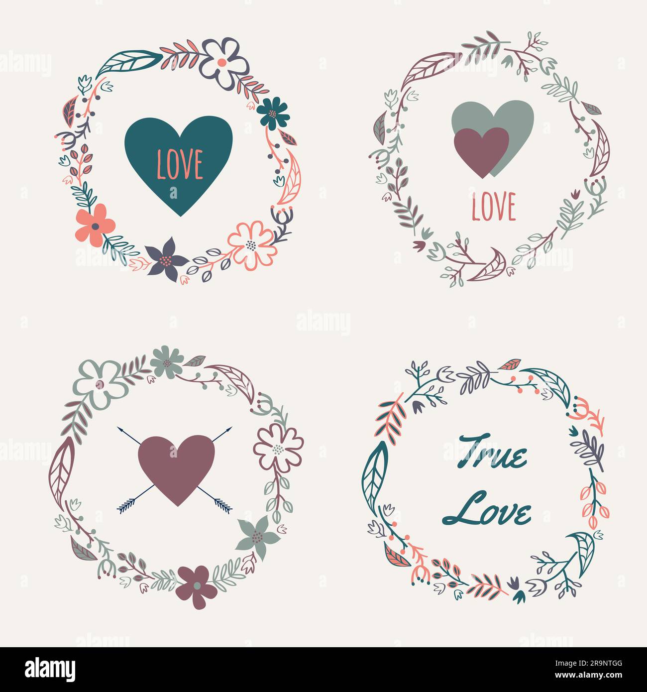 Vector set of colorful floral frames Stock Vector