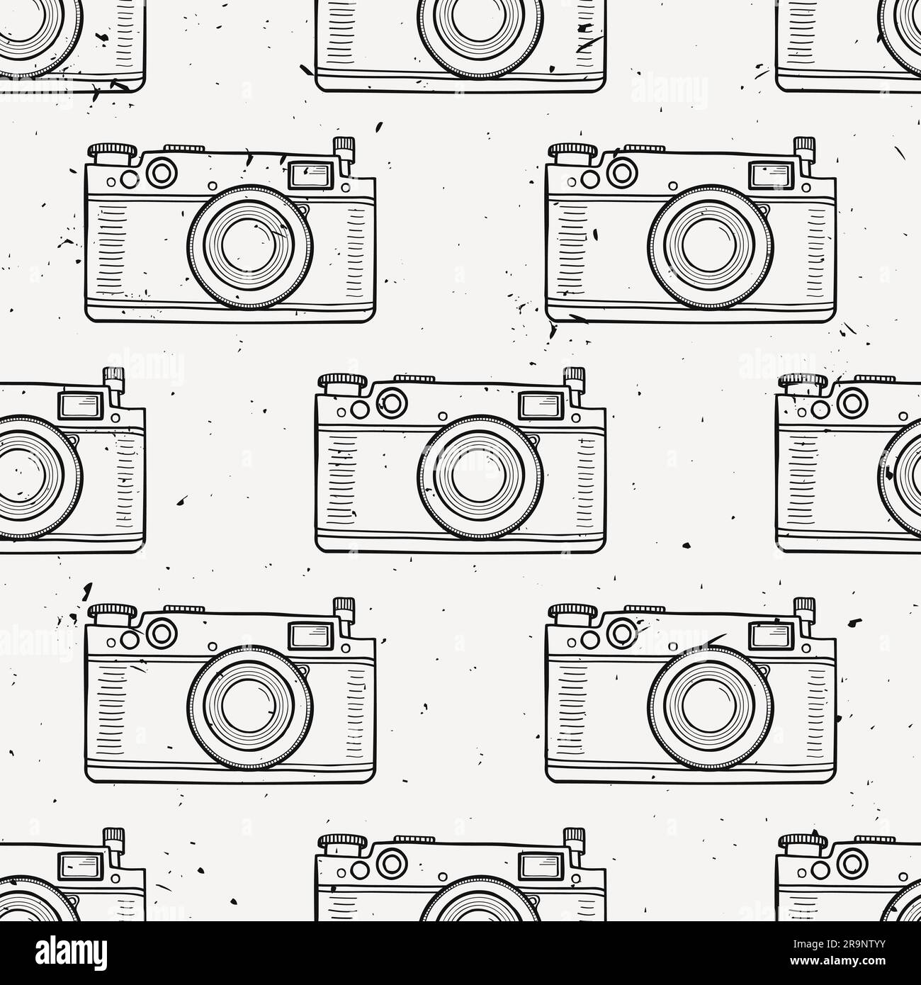 Vector Grunge Black And White Vintage Seamless Pattern With Retro Photo