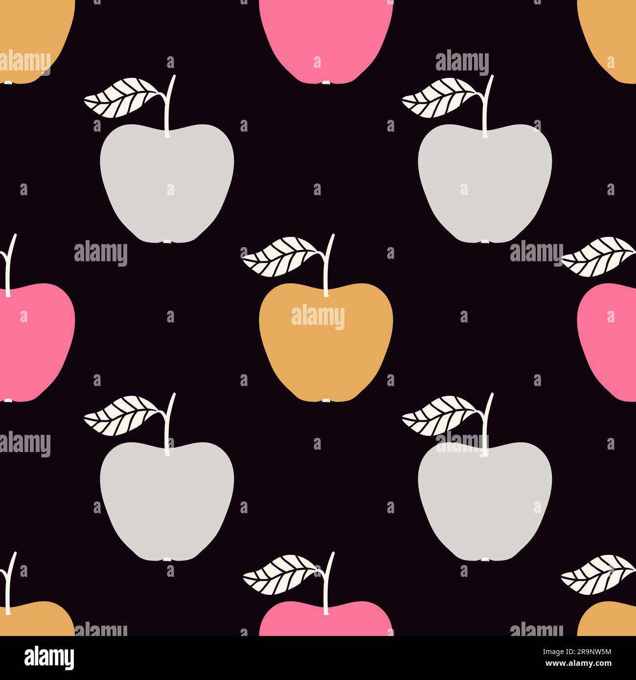 Vector seamless pattern with apples. Scandinavian design Stock Vector