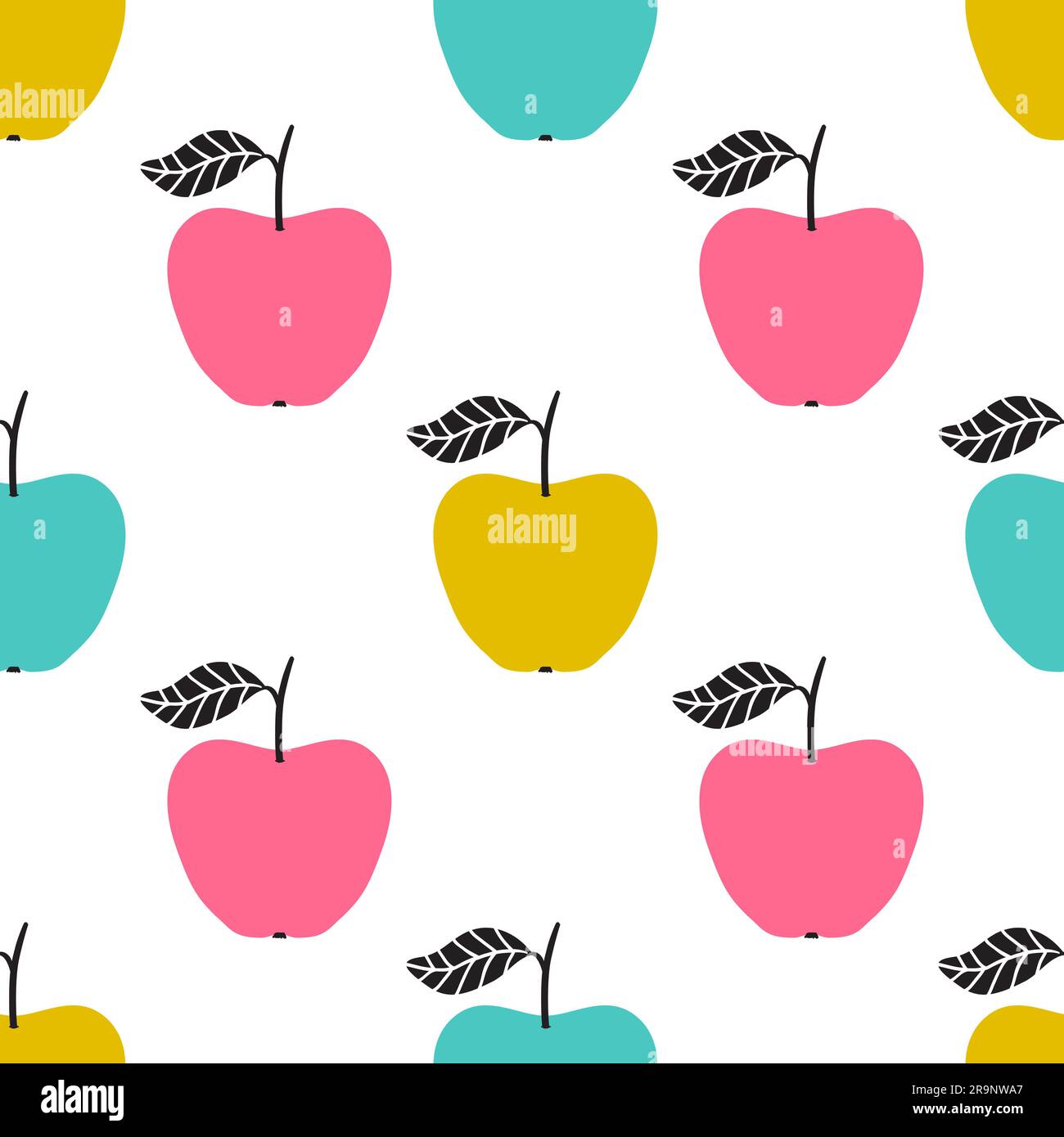 Vector seamless pattern with apples. Scandinavian design Stock Vector