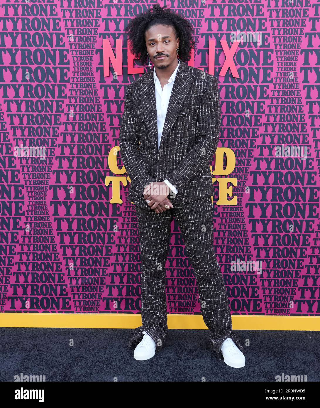 Los Angeles, USA. 27th June, 2023. Dewayne Perkins arrives at the Netflix's THEY CLONED TYRONE Premiere held at the Hollywood Post 43 - American Legion in Hollywood, CA on Tuesday, ?June 27, 2023. (Photo By Sthanlee B. Mirador/Sipa USA) Credit: Sipa USA/Alamy Live News Stock Photo