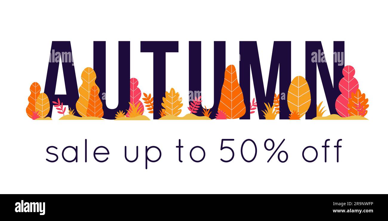 Vector trendy autumn sale banner for autumnal shopping season