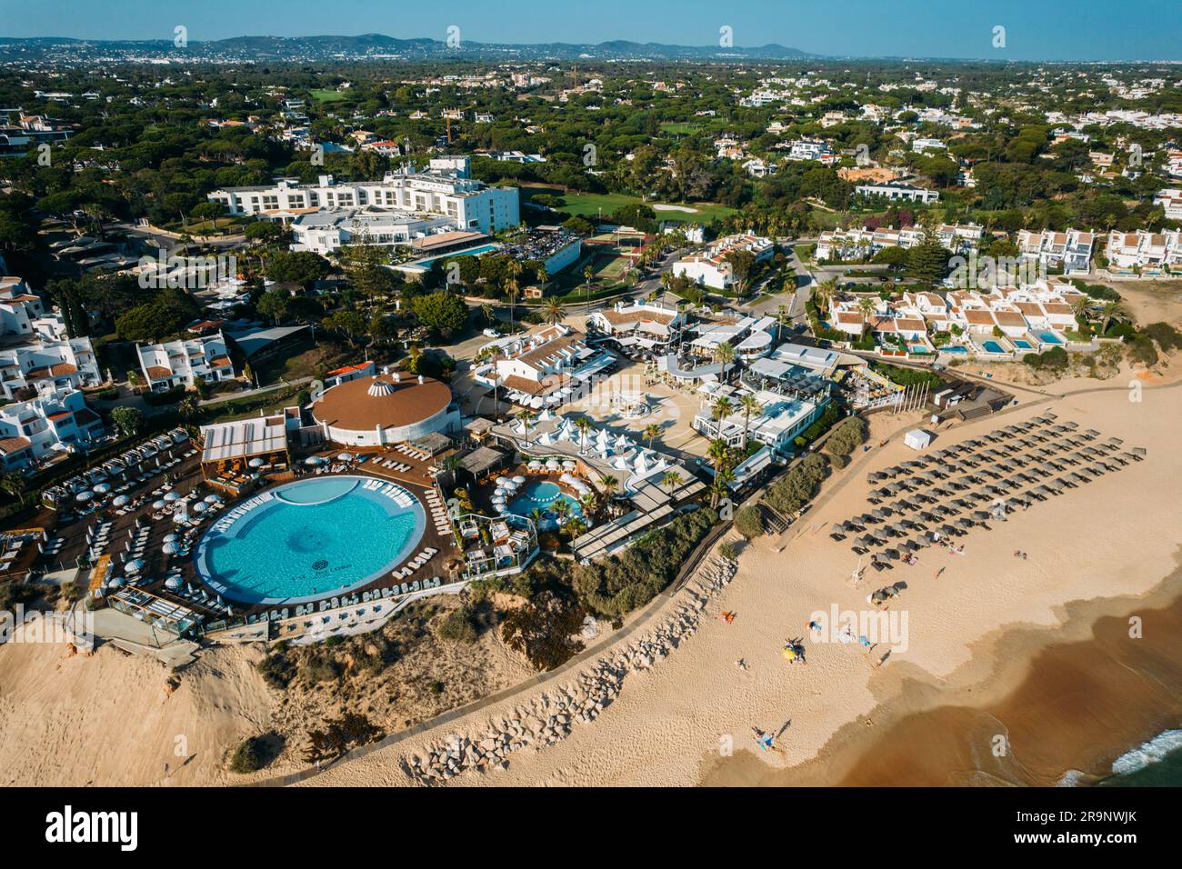 Aerial drone view of Garrao Nascente Beach in Algarve, Portugal Stock Photo