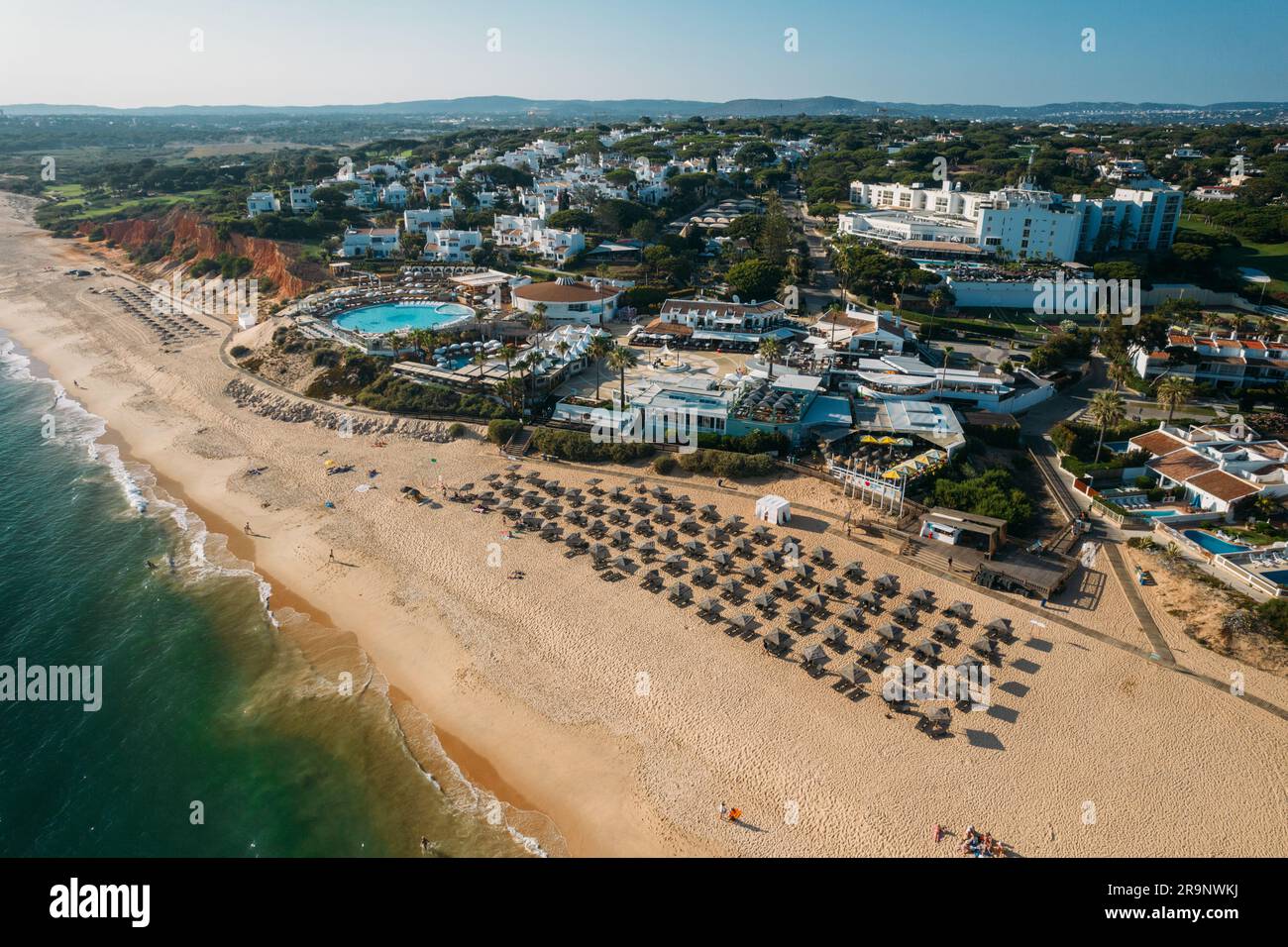 Aerial drone view of Garrao Nascente Beach in Algarve, Portugal Stock Photo