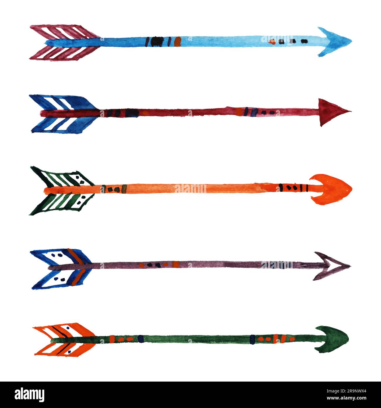 Vector set of grunge watercolor ethnic arrows Stock Vector Image & Art ...