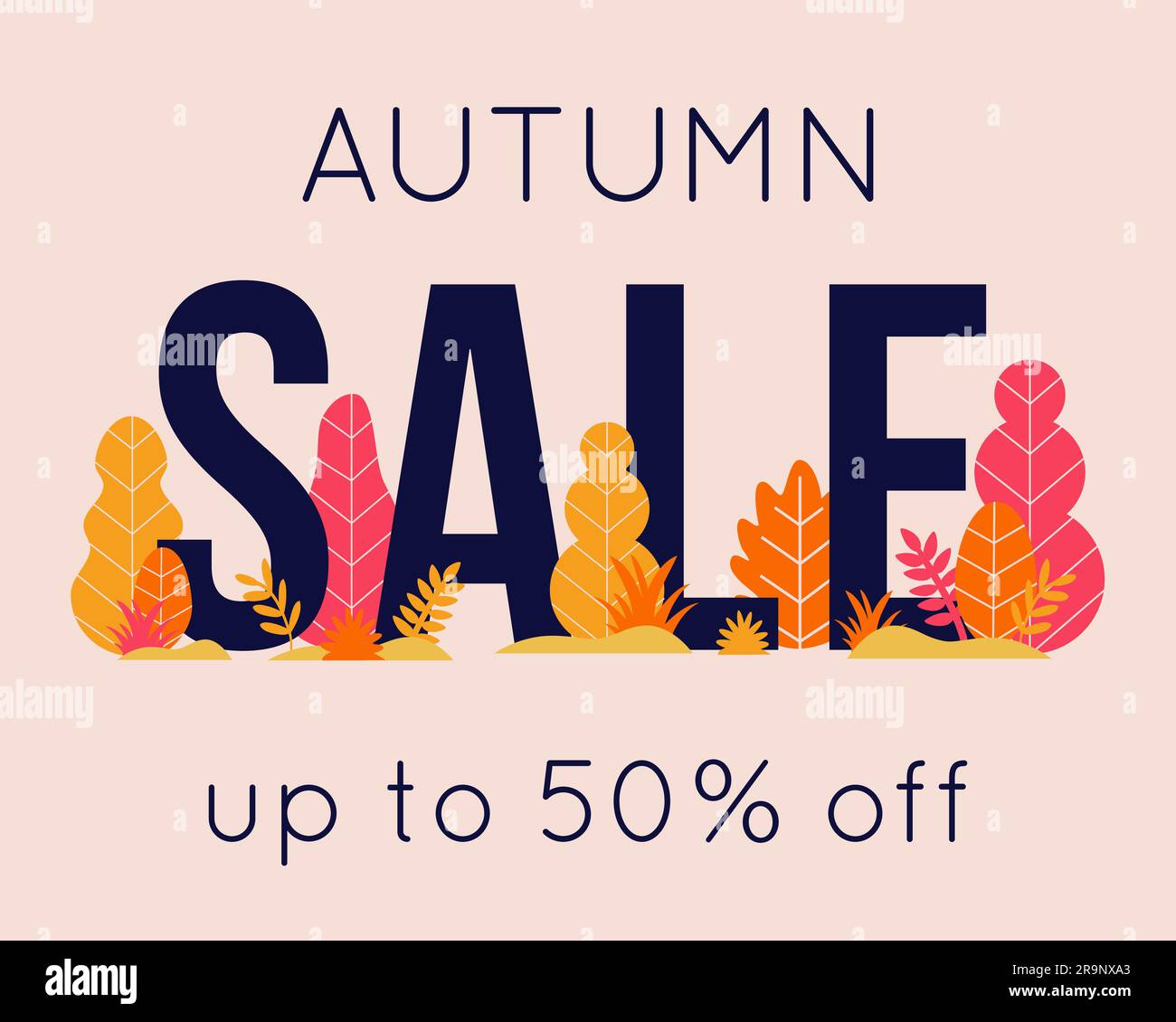 Vector trendy autumn sale banner for autumnal shopping season