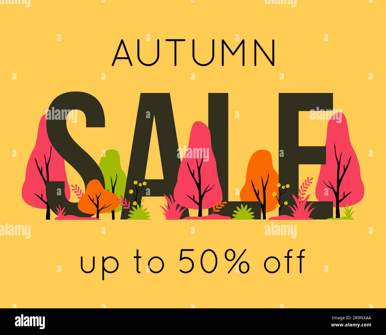 Vector trendy autumn sale banner for autumnal shopping season