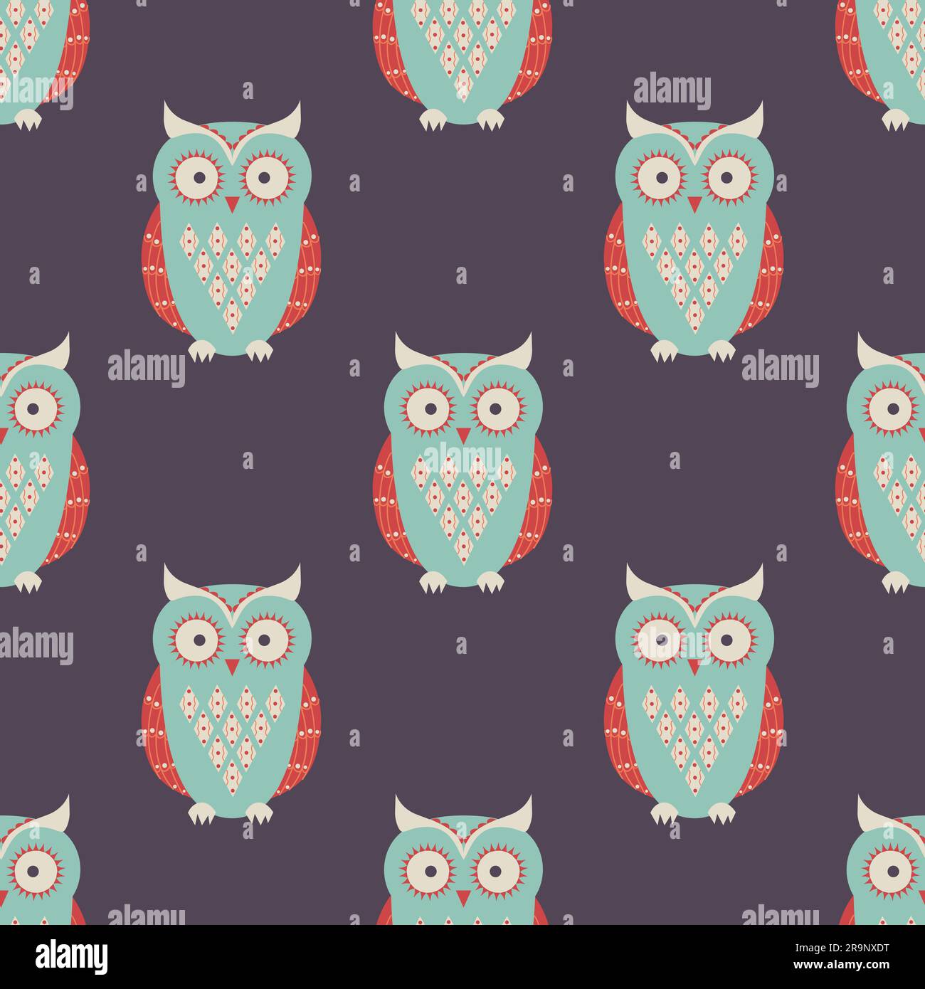 Vector seamless pattern with cute owls Stock Vector Image & Art - Alamy