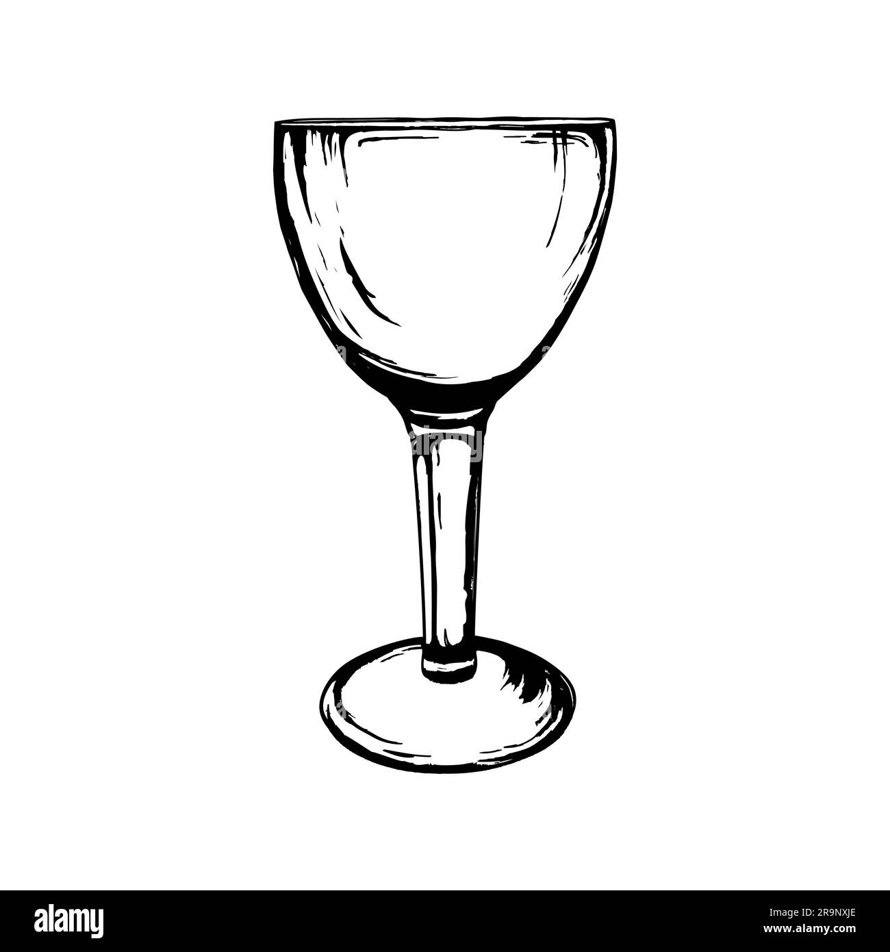 Vector illustration of wine glass sketch isolated on white. Hand drawn