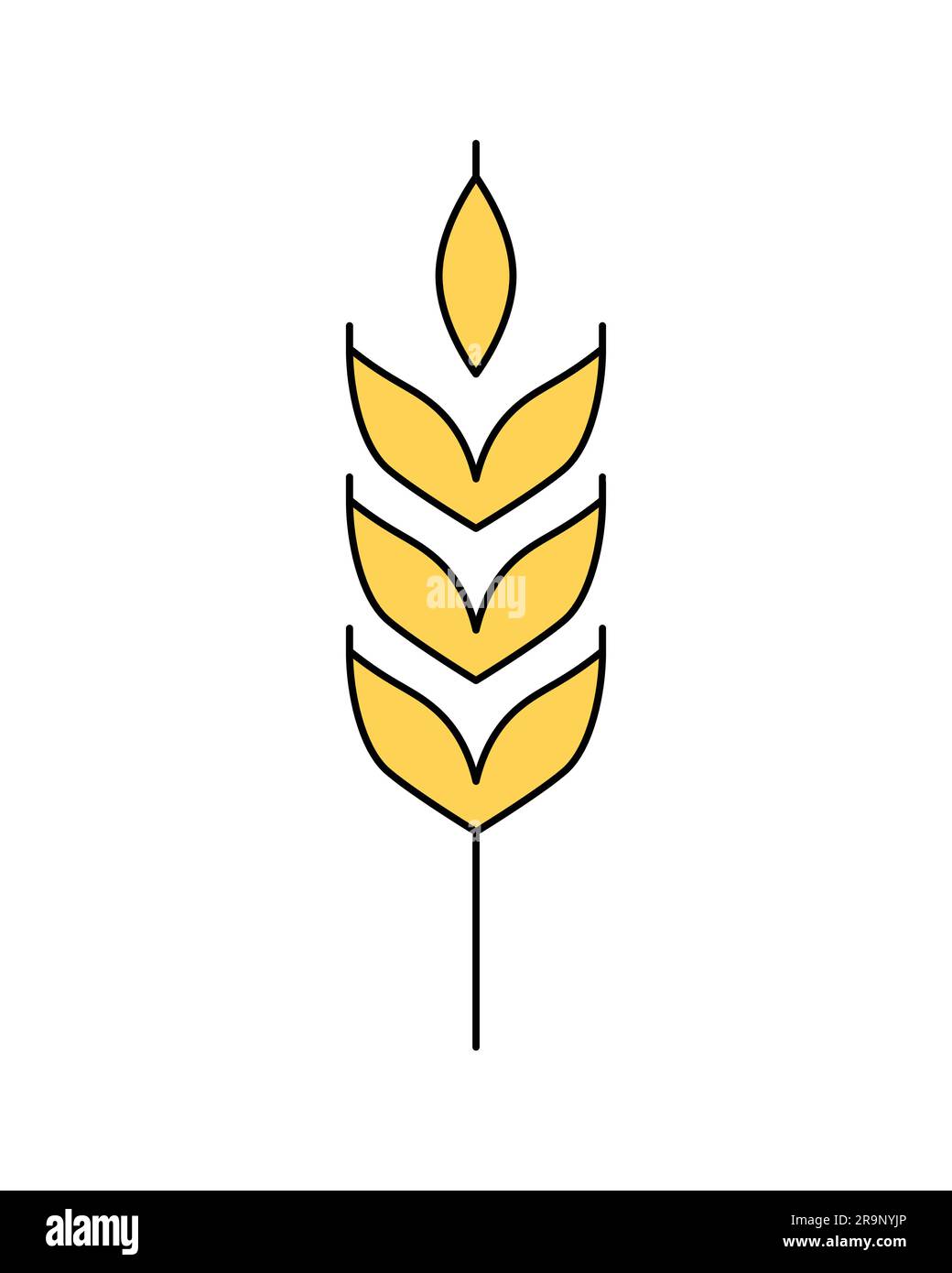 Vector linear icon of wheat ear isolated on white background. Emblem, logo design, symbol illustration of farm whole grain for bakery, organic bio pro Stock Vector