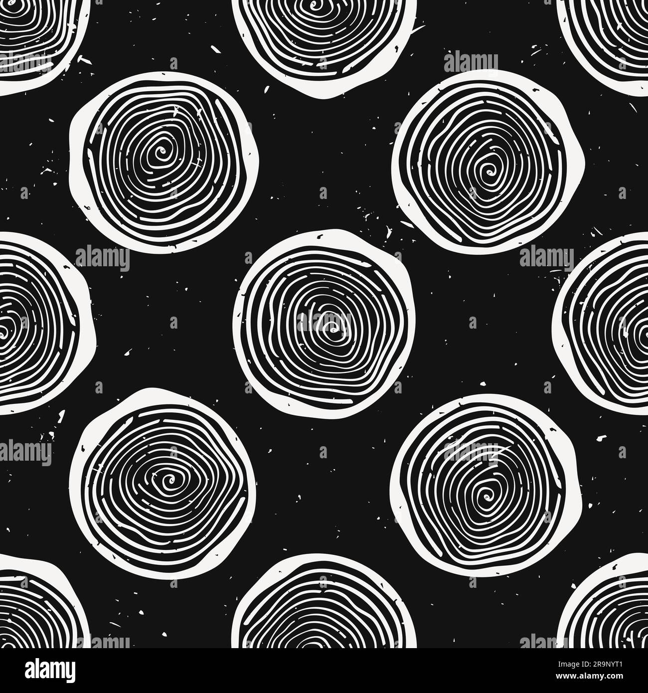 Vector grunge seamless pattern with tree rings. Modern rustic design. Stock Vector