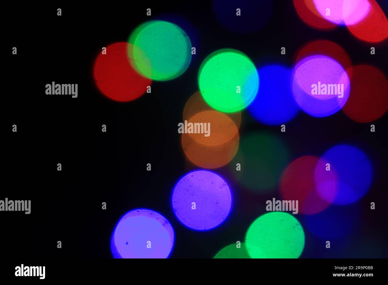 City light blur bokeh, defocused background. Stock Photo