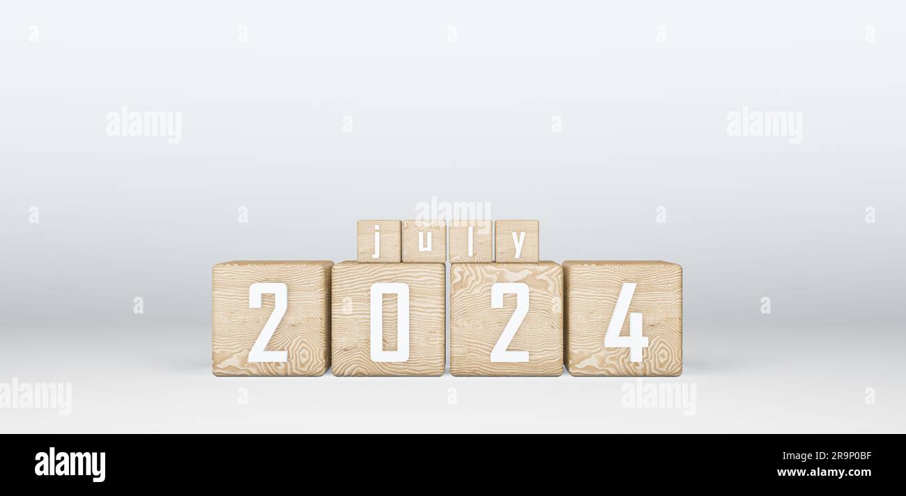 Wooden Cubes 2025, Cubes with text July 2025. 3D work and 3D image