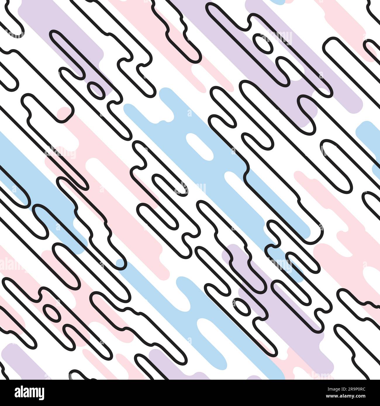 Vector seamless pattern with various rounded shapes in motion. Abstract dynamic background with geometric elements. Stock Vector