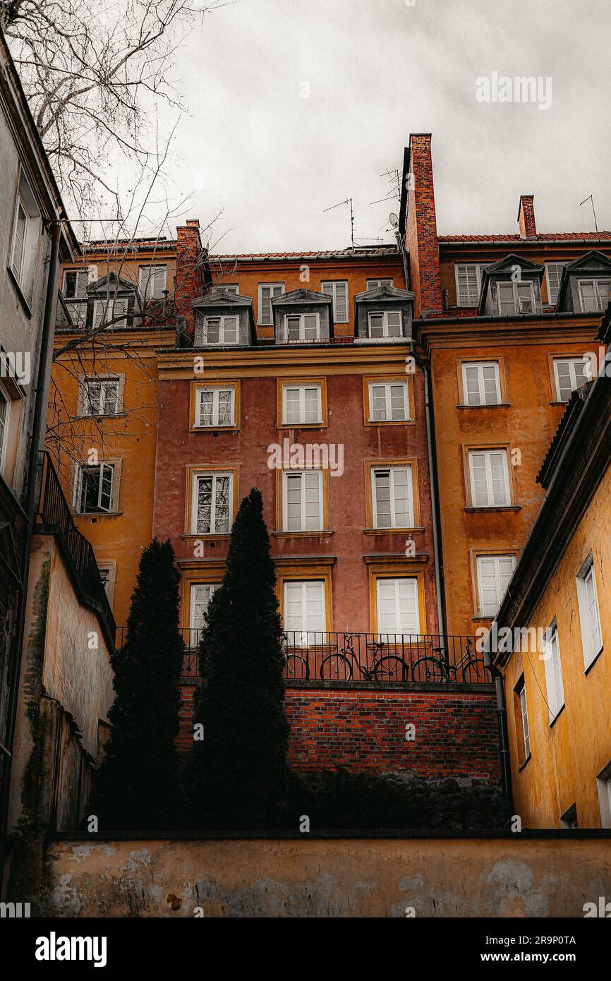 A view of an old town building in the capital city of Warsaw, Poland Stock Photo
