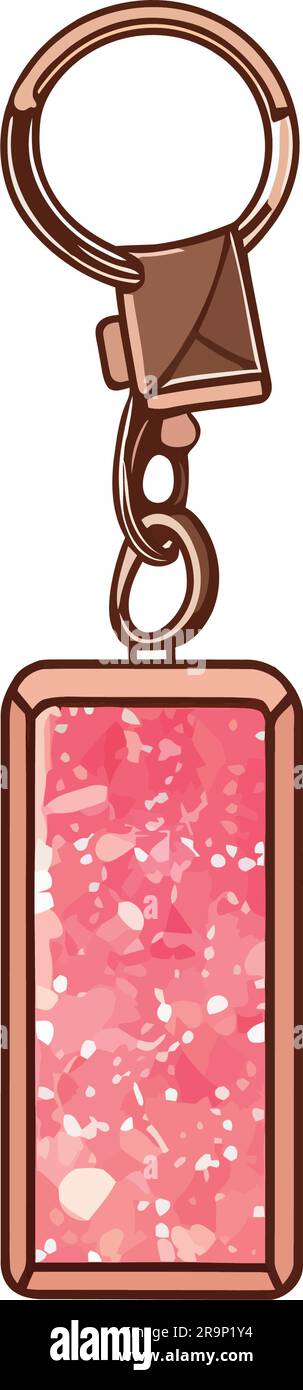 Shiny metallic key ring over white Stock Vector