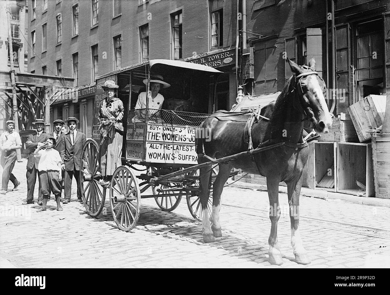 A Suffragettes news cart in London Stock Photo Alamy
