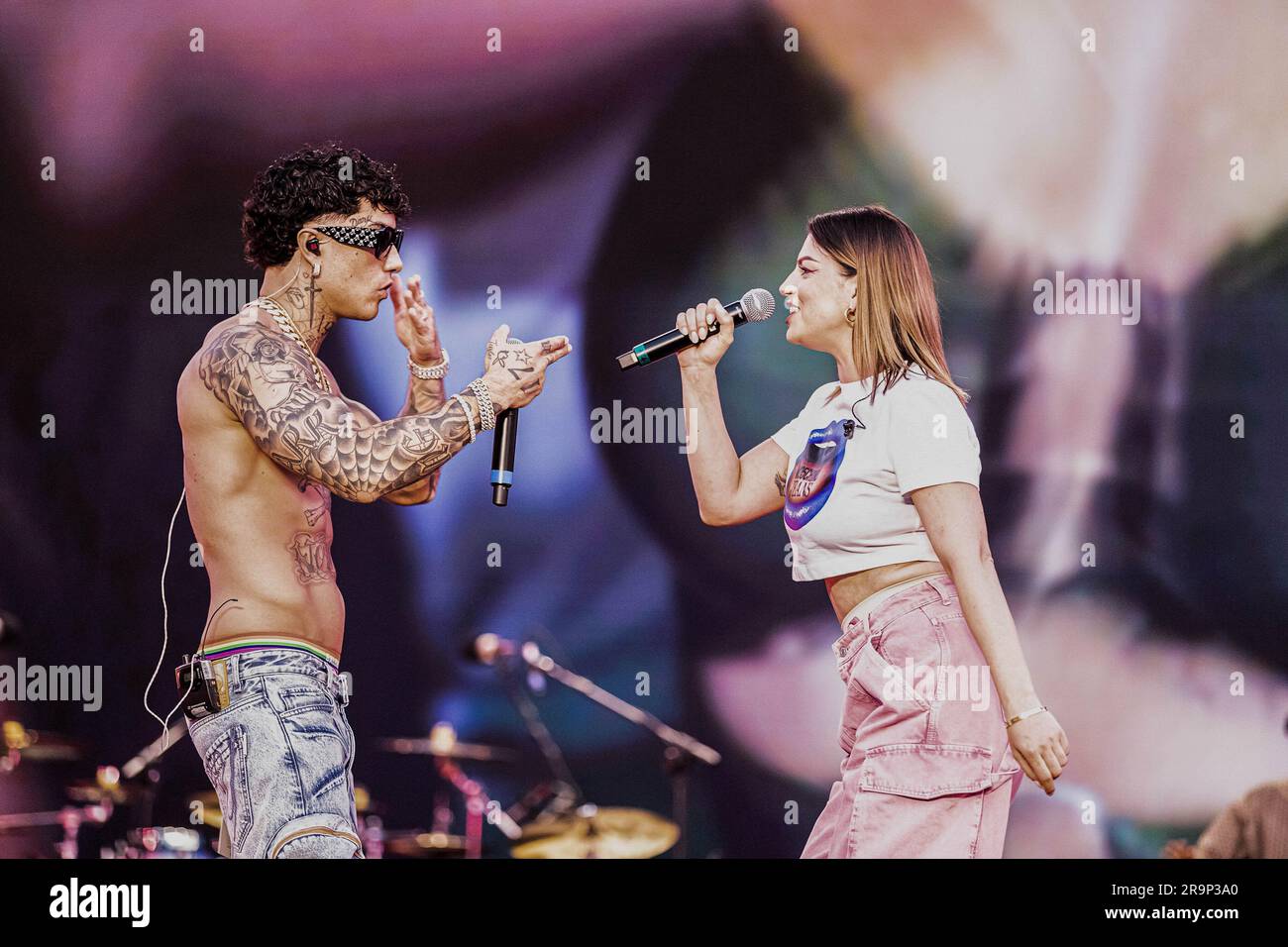 Milan, Italy. 27th June, 2023. Tony Effe and Emma Marrone Credit: Independent Photo Agency/Alamy Live News Stock Photo