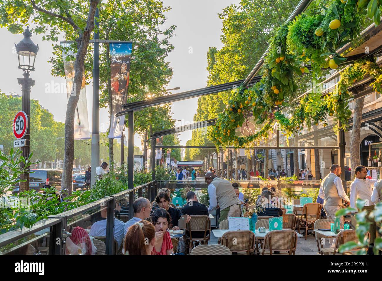 Restaurant on The Avenue des Champs-Elysees, Paris, France, Western Europe Stock Photo